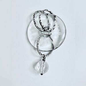 Silpada Sterling Silver & Etched Glass Round Open Pendant w/Glass Bead Drop